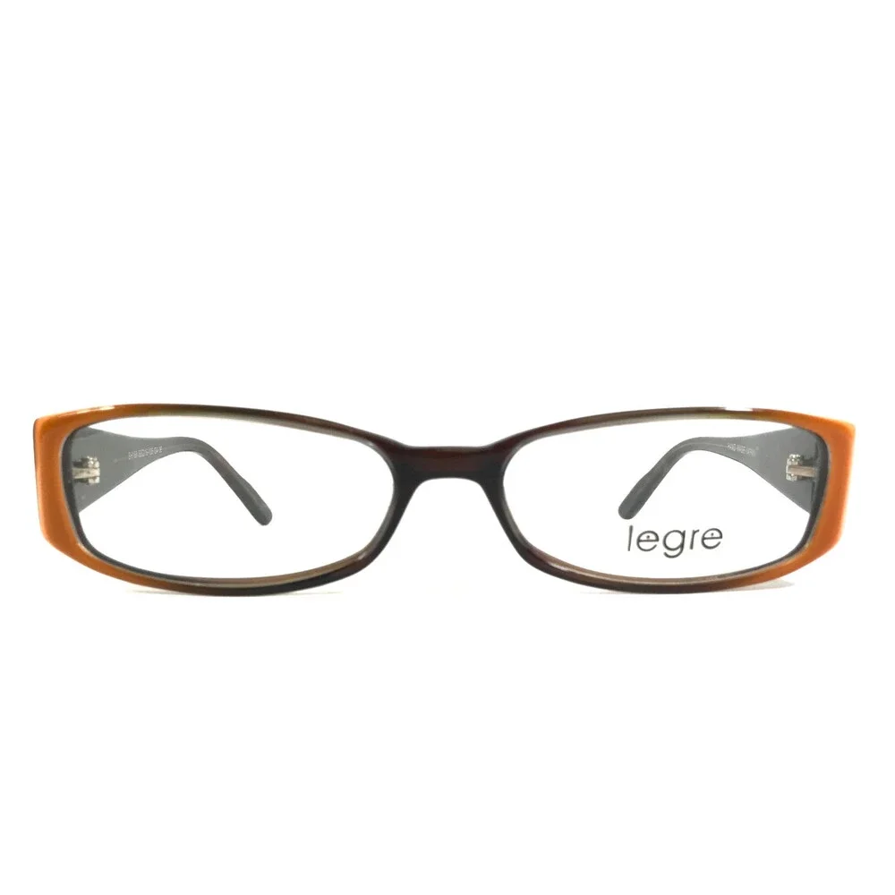Legre Eyeglasses Frames SH168 C4 Brown Orange Fade Rectangle Full Rim 53-16-135